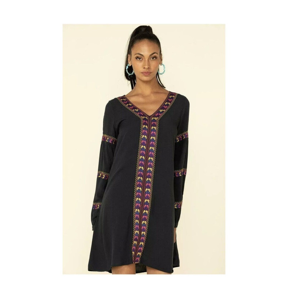Wrangler Women’s Embroidered Dress Sz S Western Rodeo Cowgirl Long Sleeve